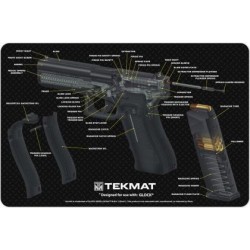 GLOCK 17 9mm PISTOL 3D CUT-AWAY TEKMAT - COLOUR SCHEMATIC DIAGRAM