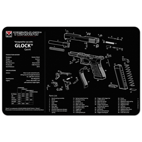 GLOCK GEN 4 ARMOURERS GUN CLEANING BENCH MAT 11x17" NEOPRENE
