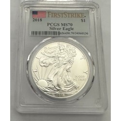 Silver Eagle 2018 $1 - PCGS MS70 - FirstStrike Silver Dollar Coin