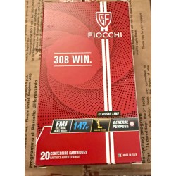 Fiocchi .308 Win 147g FMJ Civilian 7.62 x 51mm NATO Ammunition - General Purpose