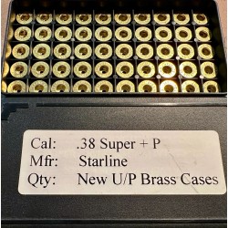 .38 Super +P Starline New Unprimed Brass Cases Box of 50