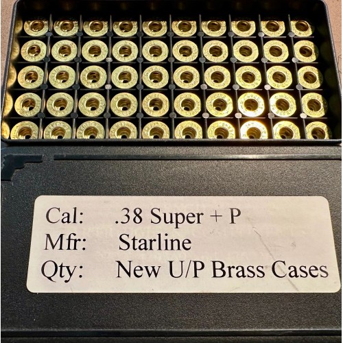 .38 Super +P Starline New Unprimed Brass Cases Box of 50