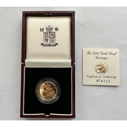 The 1998 Gold Proof Sovereign with Certificate of Authenticity Number 4125 - 0.235 Troy Ounces of 22 Carat Gold
