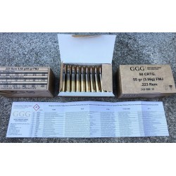 GGG .223 Remington / 5.56 x 45mm NATO - 55gr FMJ Ammunition - Boxes of 50