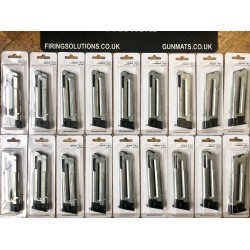Extra Capacity GSG 1911 Silver Finish Magazine + 3 Piece Upgrade Kit with Silver or Black Base Pad and New Improved Blue Follower